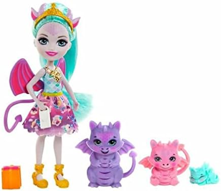 Enchantimals Aile Serileri Oyun Seti - Deanna Ejderha ve 3 Ejderha Figürlü, 4 Aksesuarlı, GYJ09