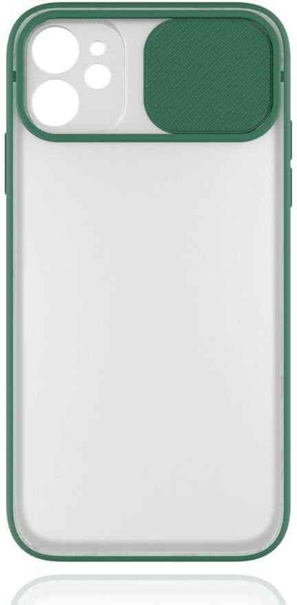 11 ile Uyumlu Arkası Mat Yapıya Sahip Sürgülü Kamera Korumalı Silikon Kılıf (Yeşil)