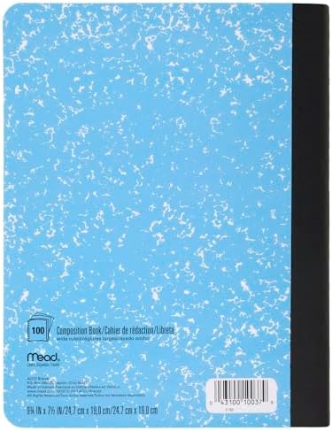 Kompozisyon Defterleri, 6'lı Paket, Geniş Çizgili Kağıt, 7-1/2 "x 9-3/4", 100 Yaprak, Çeşitli Parlak Renkler (950054-ECM)