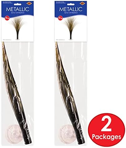 Mutlu Yıllar Dekorasyonları İçin 2 Parça Plastik Metalik Siyah ve Altın Sprey Orta Parçalar, Ödüller Gece Sofra Takımı, Doğum Günü Partisi Malzemeleri, 48,26 cm