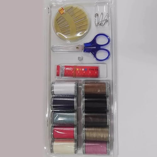 Temel Dikiş Seti, 10 Renkli İplik Makarası,, İğne ve Mezura İçeren Mini Set