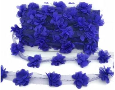 - Lacivert Lazer Kesim Çiçek Tül 1 Metre