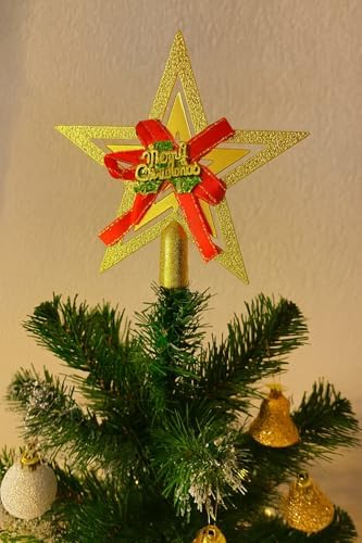 Yılbaşı Ağacı Yıldızı Kırmızı Kurdelalı Merry Christmas Yazılı Yılbaşı Süsü