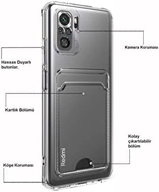 10S ile uyumlu Kapak Kamera Korumalı Kartlıklı Şeffaf Silikon Kılıf