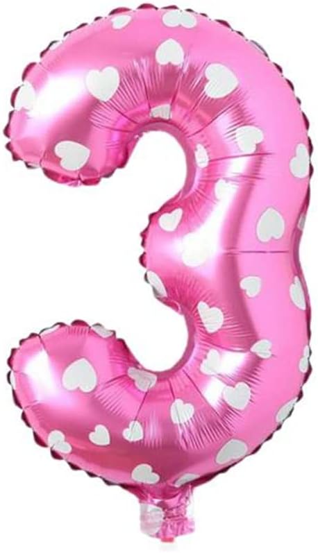 3 Rakamlı 16 İnç Pembe Kalpli Folyo Balon 36 CM (Pembe)