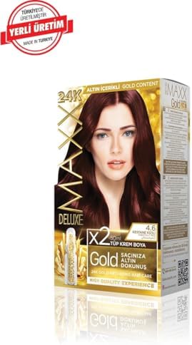 Gold serisi 24K Altın Parçacıklı Serum ile 1 Kutu 2 x 50 ml ve Geliştiriciler Saç Boyası (KESTSANE KIZILI 4.6)