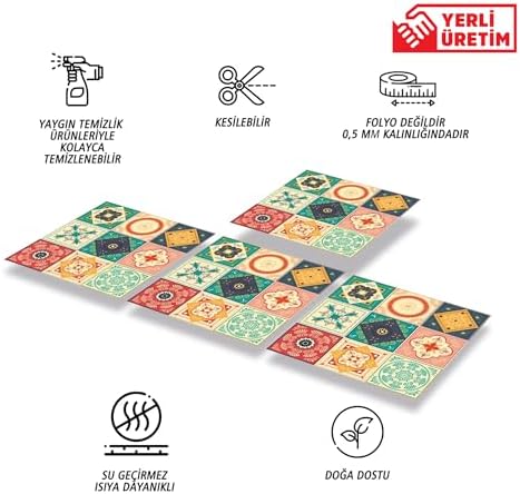 Kendinden Yapışkanlı Kaplama, Çıkartması, Duvar Zemin Kaplama Tokyo Desenli PVC 30x30 cm (56 Adet / 5 m²)