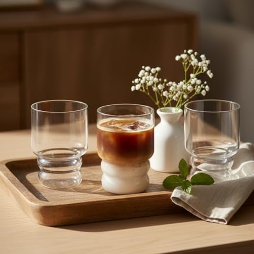 Kavisli Tasarımlı 3’lü Cam Bardak Seti – 350 ml – Şık Sunum, Soğuk & İçeceklere Uygun Modern Tasarım