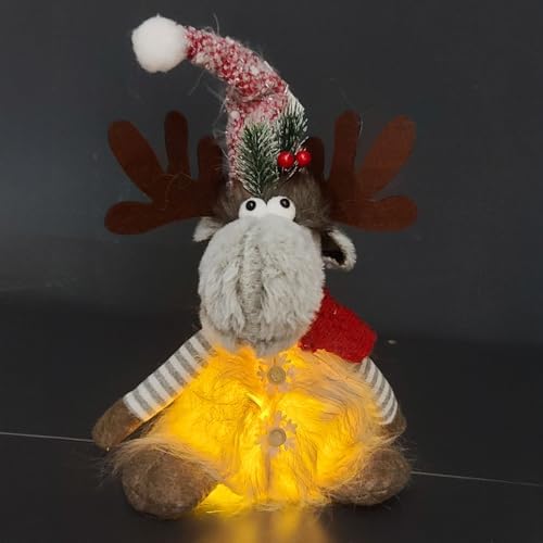 Yılbaşı Süsü Geyik Işıklı Kırmızı-Gri 17x10x35 Cm.