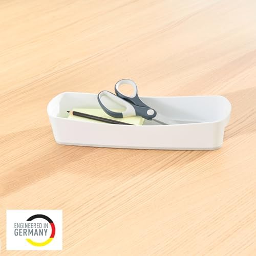 Uzun Masaüstü Düzenleme Kutusu, Parlak Görünüm, Plastik, Beyaz/Gri, 52581001