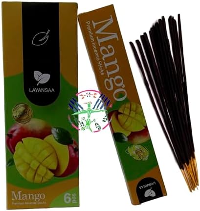 Layansaa Mango (Fresh) Kokusu Özel Aroma Kokusu Agarbatti Arınma 20 Adet 1 Paket Çubuk Tütsü