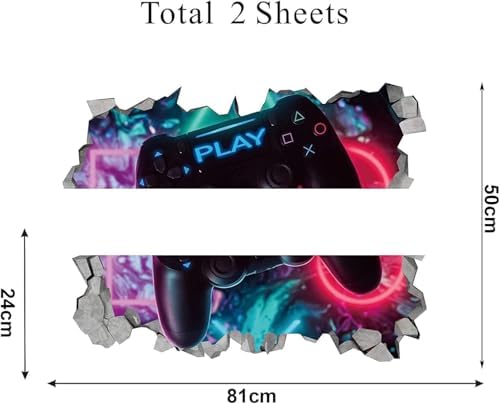 Duvar Çıkartmaları, Oyun Duvar Çıkartmaları, Erkek Çocuk Odası İçin Oyun Duvar Stickerları, Büyük Boy 3D Oyun Duvar Çıkartmaları, Kendinden Yapışkanlı Oyun Kumandası Stickerı
