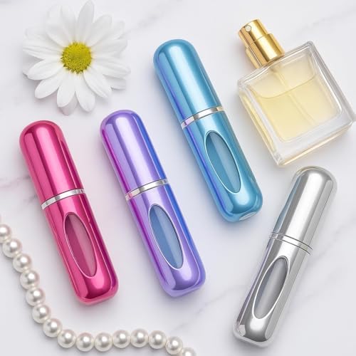 Mini Doldurulabilir Parfüm Şişesi – Taşınabilir Seyahat Boy Atomizer Cep Sprey Seti, Pompalı Dolum Kabı, Kompakt, Sızdırmaz ve Dayanıklı Tasarım (Modern, Siyah)