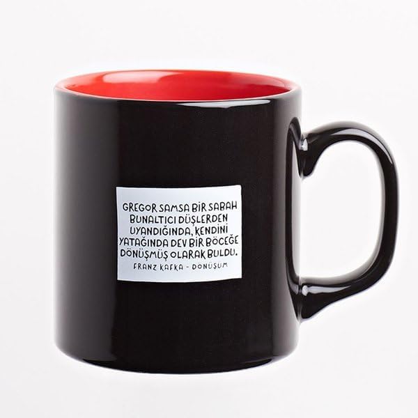 Can Dükkân Kupa(Dışı Siyah İçi Kırmızı Seramik) - Ed. Ser.2 - Kafka/Dönüşüm