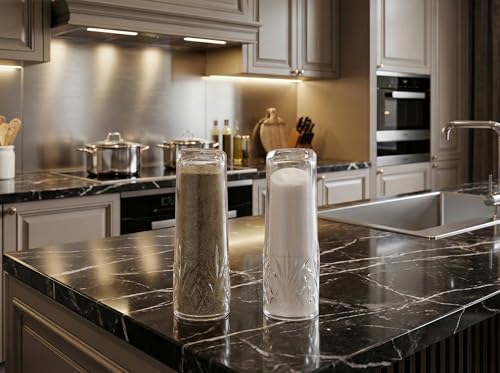 2'li Şık ve Dayanıklı Kristal Desenli Akrilik Tuzluk ve Biberlik Seti - Şeffaf Baharatlık, Mutfak ve Masa Üstü Kullanım İçin İdeal