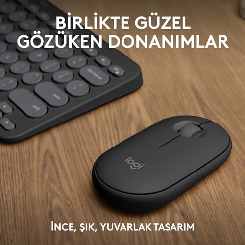 Pebble 2 Set Çoklu Cihaz Özellikli Sessiz Kablosuz Türkçe Q Klavye ve Mouse Seti - Siyah