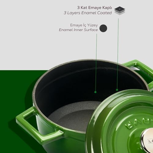 Döküm Yuvarlak Tencere, Trendy, 16cm, Yeşil