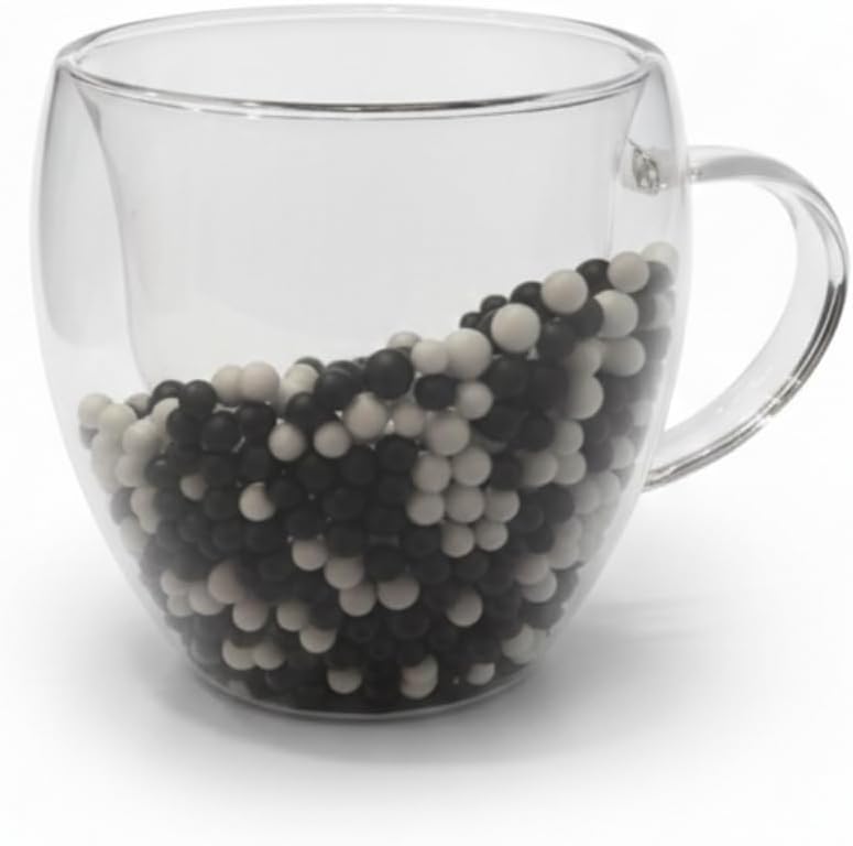 Çift Cidarlı Cam Kupa Seti | Isı Yalıtımlı Kulplu Borosilikat Kupa | Soğuk & İçecek Termal Kupa | Espresso Çay Bardağı Seti-Siyah,Beyaz,-Bjk Taraftar