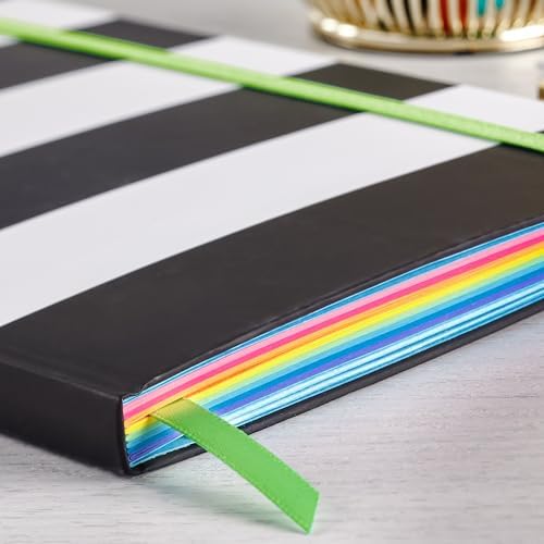 Casebound Journal, Ciltli, Siyah-Beyaz Çizgili, 5.5" x 8.25", Parlak Renkli Sayfalar, 128 Çizgili Yaprak (92053)