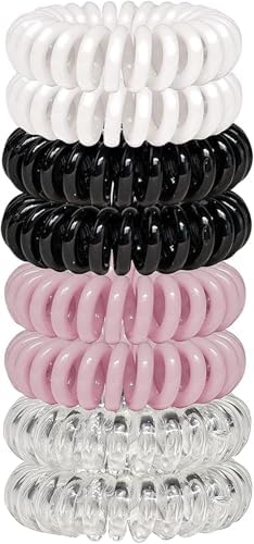 Spiral Saç Tokası, 8 Adet Spiral Saç Lastiği Seti, 4 Farklı Renk Seçeneği, İz Bırakmayan Rahat Saç Aksesuarı, Kadınlar ve Kızlar İçin Uygun