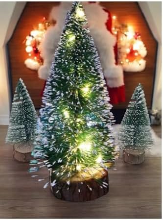 3'Lü (1 Kendinden Gün Işığı 15 Cm,2 Adet Işıksız 10 Cm) Mini Çam, Yılbaşı Ağacı, Yeşil