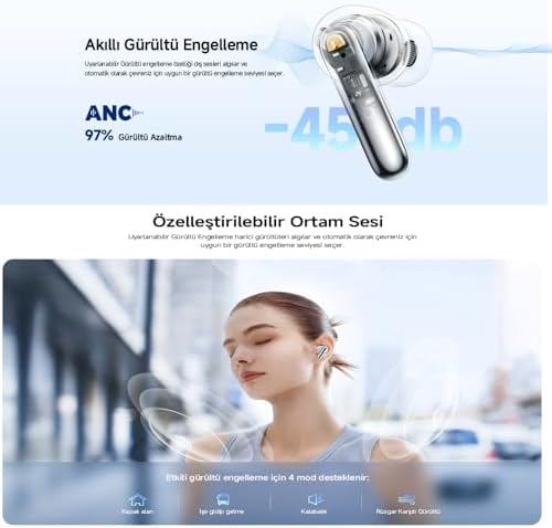 QCY Melobuds N50 Anc Ht12 6 Mikrofonlu Bluetooth 5.4 Kulaklık Siyah