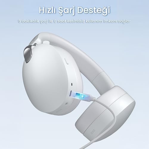 AULA A500 Hybrid ANC 2.4GHz Kablosuz ve Bluetooth 5.4 AUX Mikrofonlu Kulak üstü Kulaklık Siyah