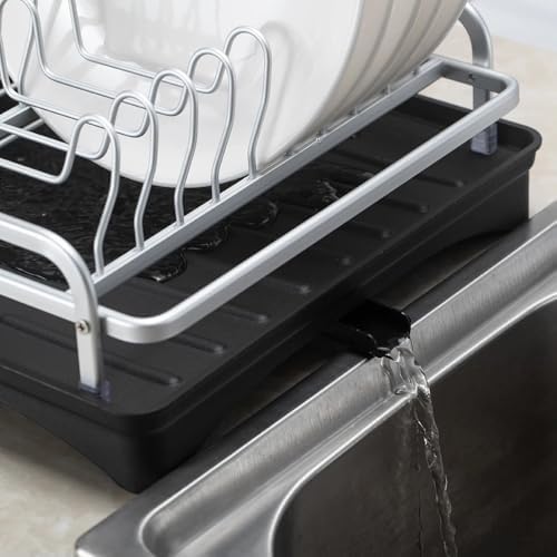 2 Katlı Alüminyum Bulaşıklık 30x42x25 cm – Su Tahliyeli, Paslanmaz Tezgah Üstü Kurutma Rafı | Çatal Kaşık Bardak ve Tabak Düzenleyici