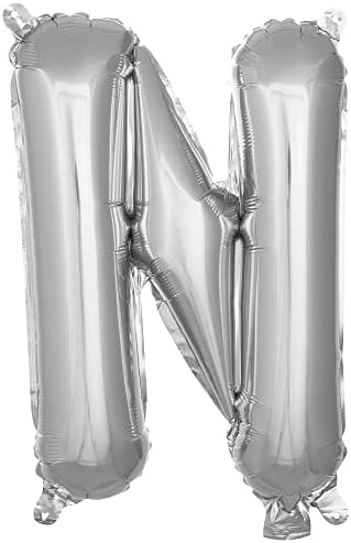 N Harfi 16 İnç Gümüş Renk Folyo Balon 36 CM (Gümüş)