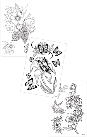 ARTİKEL 3'Lü Geçici Dövme Seti,Geçici Tattoo,Vücut Dövme,Kol Bilek Dövme,Boyun Dövme,Sırt Dövme