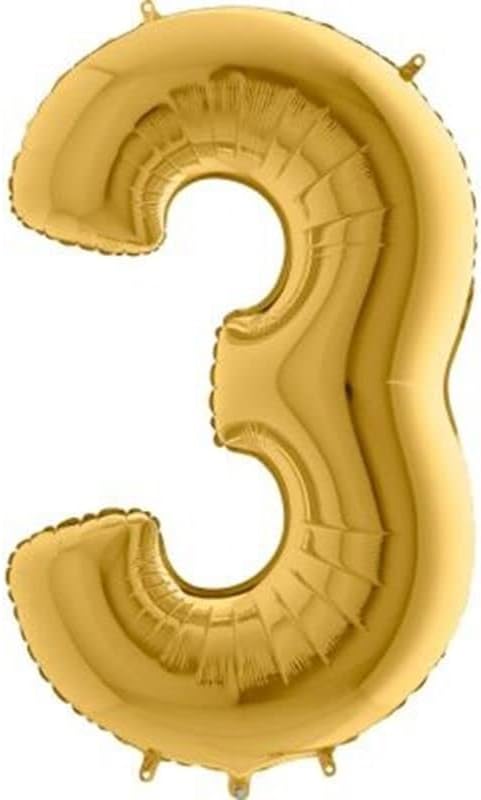 3 Rakamlı 16 İnç Renk Folyo Balon 36 CM (Altın)