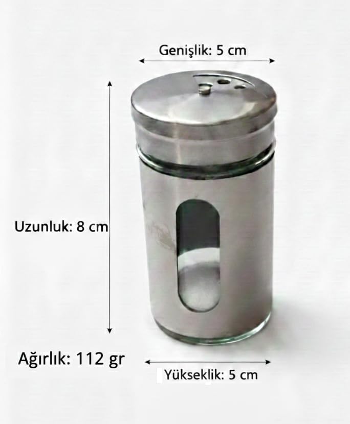 Tuzluk, Metal Sarma Cam, Şeffaf Cam Gövde, Delikli Kapak, Tuz ve Baharat Serpici, Mutfak ve Sofra Kullanımı (1)