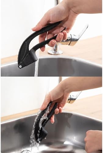 Döküm Sarımsak Ezici - Çelik Sarımsak Presi, Manuel ve Pratik Sarımsak Ezeceği, Dayanıklı Paslanmaz Çelik Gövde, Siyah