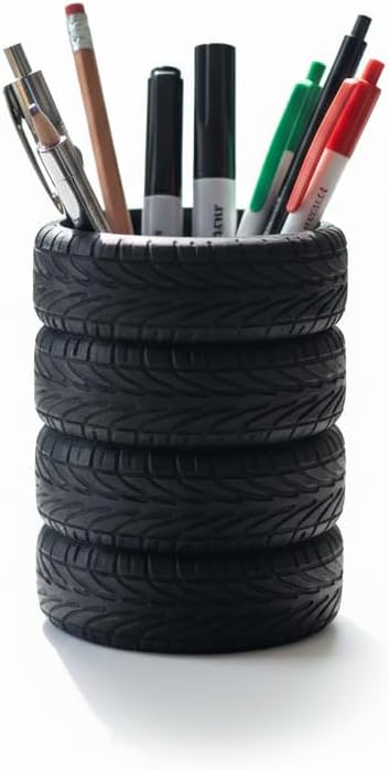 Lastik Kalem Tutucu, Kalemlik, Tire Pen Holder, Şık Masa Üstü Pratik Organizer