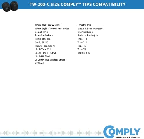 TrueGrip Pro TW-200-C Kulaklık Ucu, S/M/L, 3 Çift, Siyah