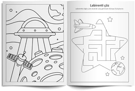 Boya Sil Aktivite Boyama Kitabı Uzay A4 Ebat