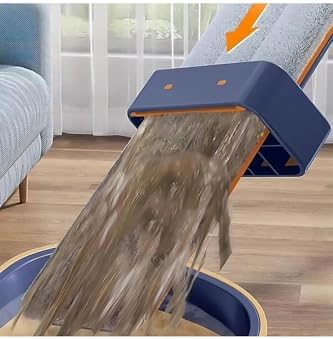 Yeniden Kullanılabilir Tekerlekli Kovalı Kendinden Sıkmalı Mikrofiber Islak ve Kuru Zemin Temizleme Mop Seti 1 Yedek Bezli