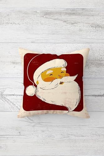 Pelangi Yılbaşı Baba Çift Tarafı Baskılı Gizli Fermuarlı Yastık Kılıfı Kırlent Koltuk Yastık Kılıfı, bordo-beyaz 45 x 45