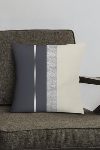 Silver Premium Tay Tüyü Dokuma Kumaş Çizgili Çift Taraflı Kırlent Yastık Kılıfı Krl1068