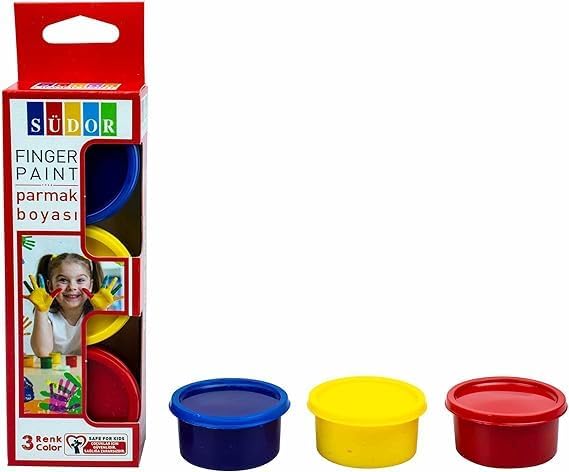 Sudor Parmak Boyası, 3 Renk Set, Kırmızı-Sarı-Mavi, Çocuklar için