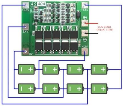 Micron 4S 40A BMS 18650 Lityum Pil Şarj Koruma Devresi - 16.8V
