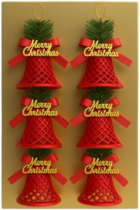 6 Adet Lüx Set Ağacı Süslemeleri Zilleri Yılbaşı Süsleri Yılbaşı Ağacı Süsü Kırmızı