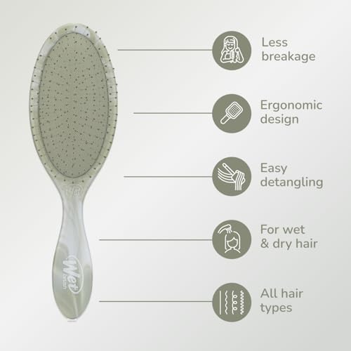 Wet Brush Orijinal Der Saç Fırçası, Yeşil (Suluboya Dalgaları) - Ultra Yumuşak IntelliFlex Kıllar - Dolaşık Açıcı Fırça Tüm Saç Tipleri İçin Dolaşık Açıcı Fırça (Islak Kuru ve Hasarlı) - Kadın