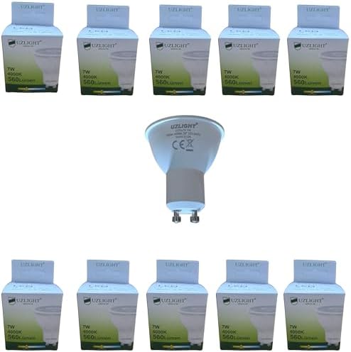 10 Adet 7W 4000K GU10 Duy 38° Gün Işığı Led Spot Ampul UZLIGHT