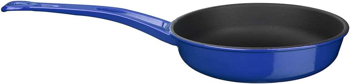 Metal Döküm Kızartma Tavası, Metal Saplı, 24 cm, Mavi