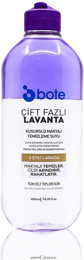 Bote Skin Care Çift Fazlı Makyaj Temizleme Suyu 400 ml Lavanta