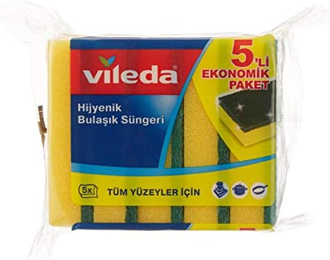 Düz Hijyenik Bulaşık Süngeri, 5'li Ekonomik Paket, Yeşil
