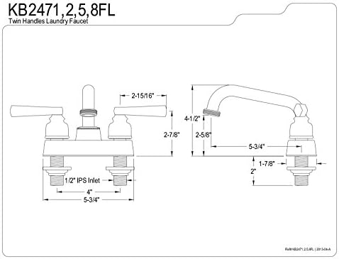 KB2478FL Çamaşır Musluğu, 5-3/4 "Emzikli Erişim, Fırçalanmış Nikel