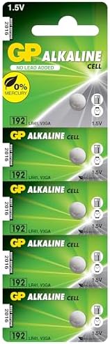 GP192 LR41/192/V3GA Boy Alkalin Düğme Pil, 1.5 Volt, 5'li Kart, Gri