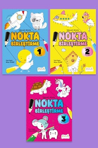 Eğlenceli Aktivite Nokta Birleştirme - Çocuklar Için Boyama ve Aktivite Kitabı Seti (3 Kitap)